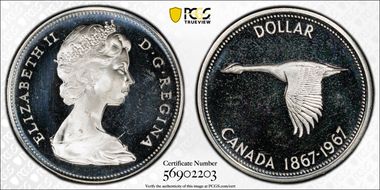 1967 S$1 PL65DCAM