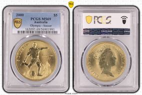 2000 $5 Olympic - Soccer MS69