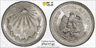 1945-M Peso KM-455 Ag MS67