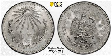1935-M Peso KM-455  Ag MS65