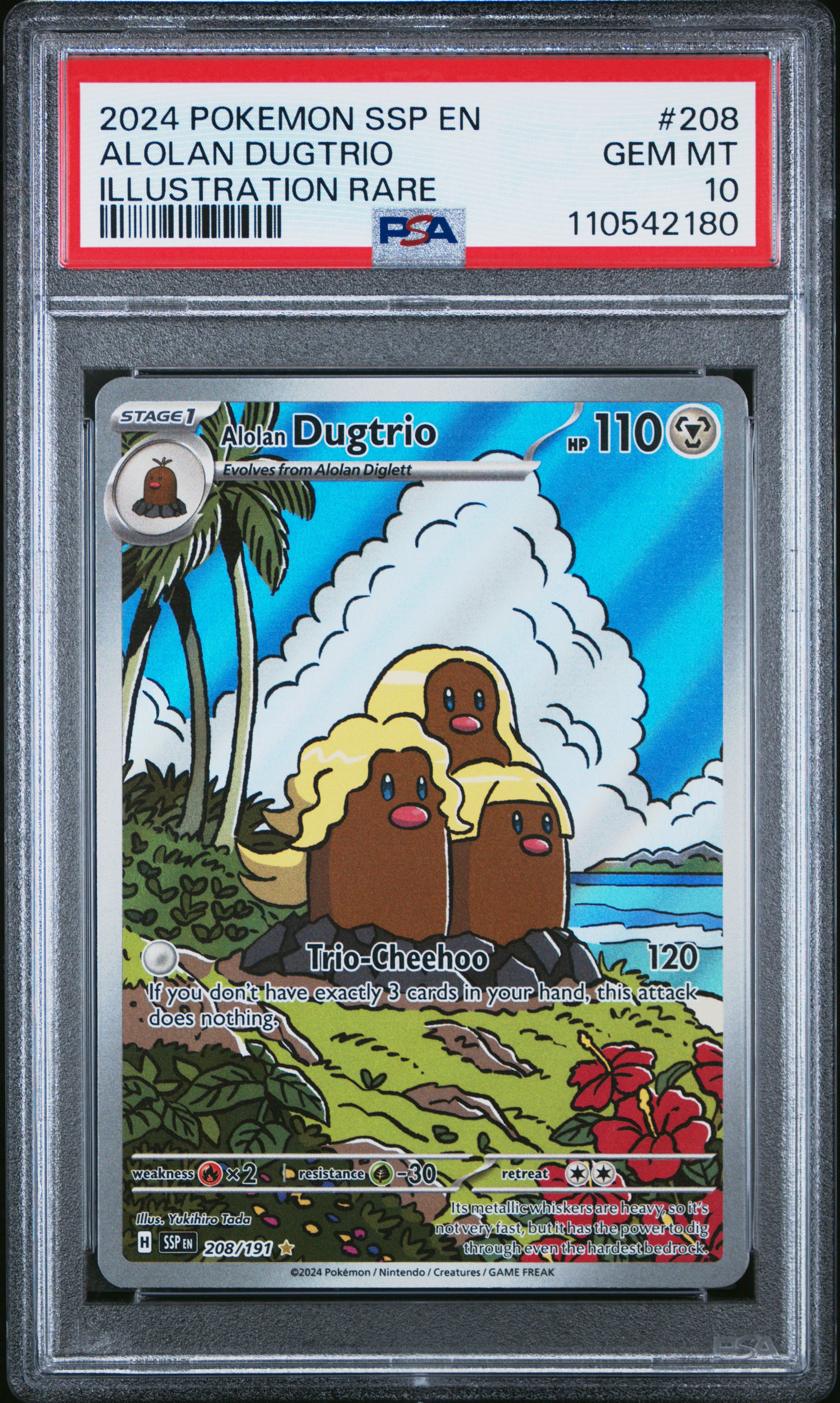 2024 #208 Alolan Dugtrio PSA 10 Ssp EN-Surging Sparks