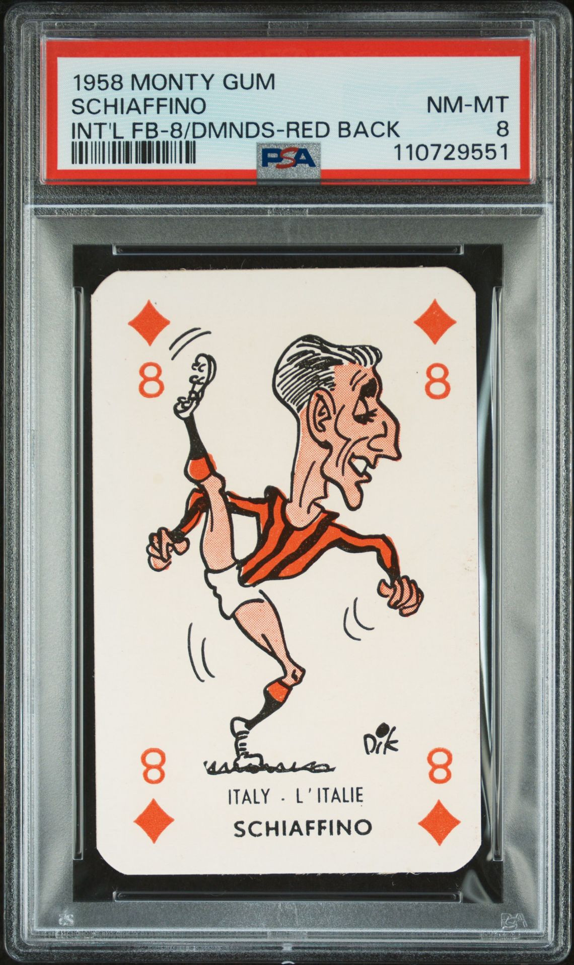 1958 MONTY GUM INTERNATIONAL FOOTBALLERS INT'L FB-8/DMNDS-RED BACK Schiaffino front