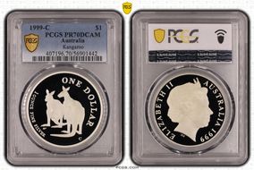 1999-C $1 Kangaroo Ag PR70DCAM