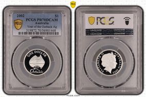 2002 $1 Year of the Outback Ag PR70DCAM