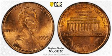 1995 1C Doubled Die Obverse MS67RD