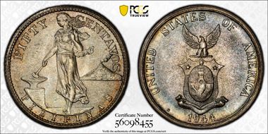 1944-S 50C KM-183  Ag MS67+