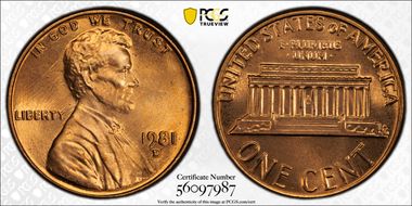 1981-D 1C MS67RD