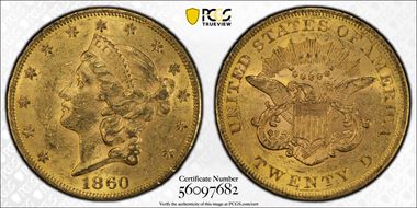 1860 $20 AU58