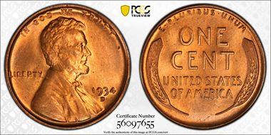 1934-D 1C MS67RD