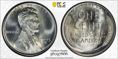 1943-S 1C MS68