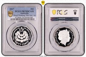 2017 50C Royal Wedding 70th Ann. Ag PR70DCAM