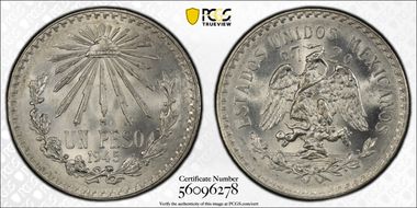 1945-M Peso KM-455 Ag MS66