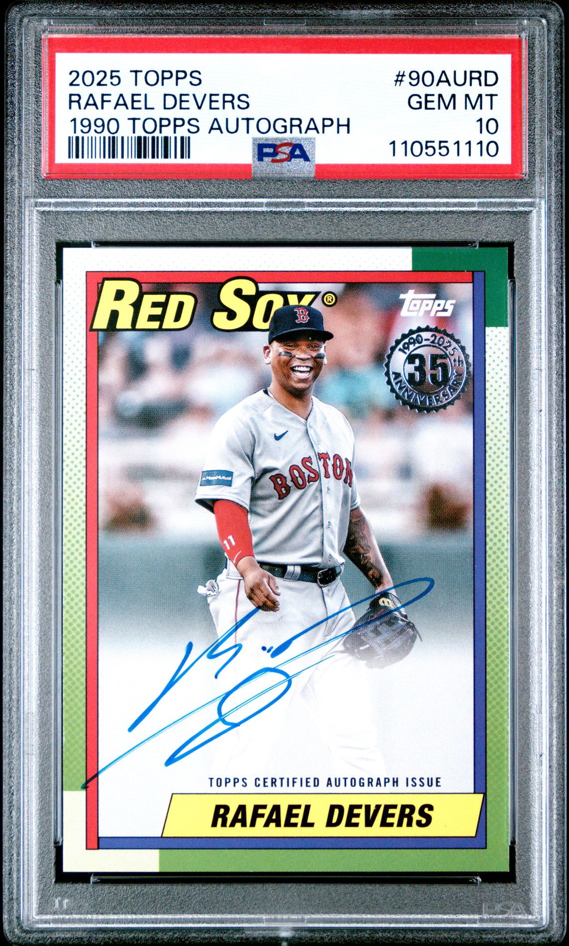 2025 Topps TOPPS 1990 TOPPS BASEBALL AUTOGRAPHS #90AURD Rafael Devers front