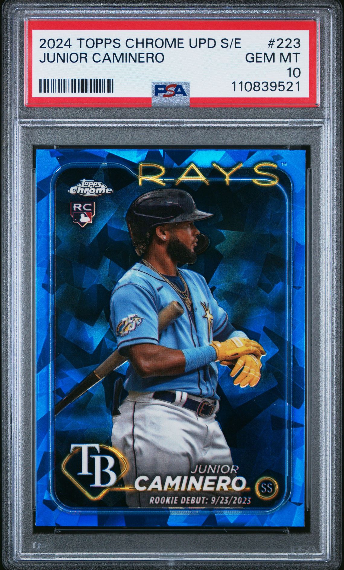 2024 Topps TOPPS CHROME SAPPHIRE UPDATE SERIES ORANGE #223 Junior Caminero front