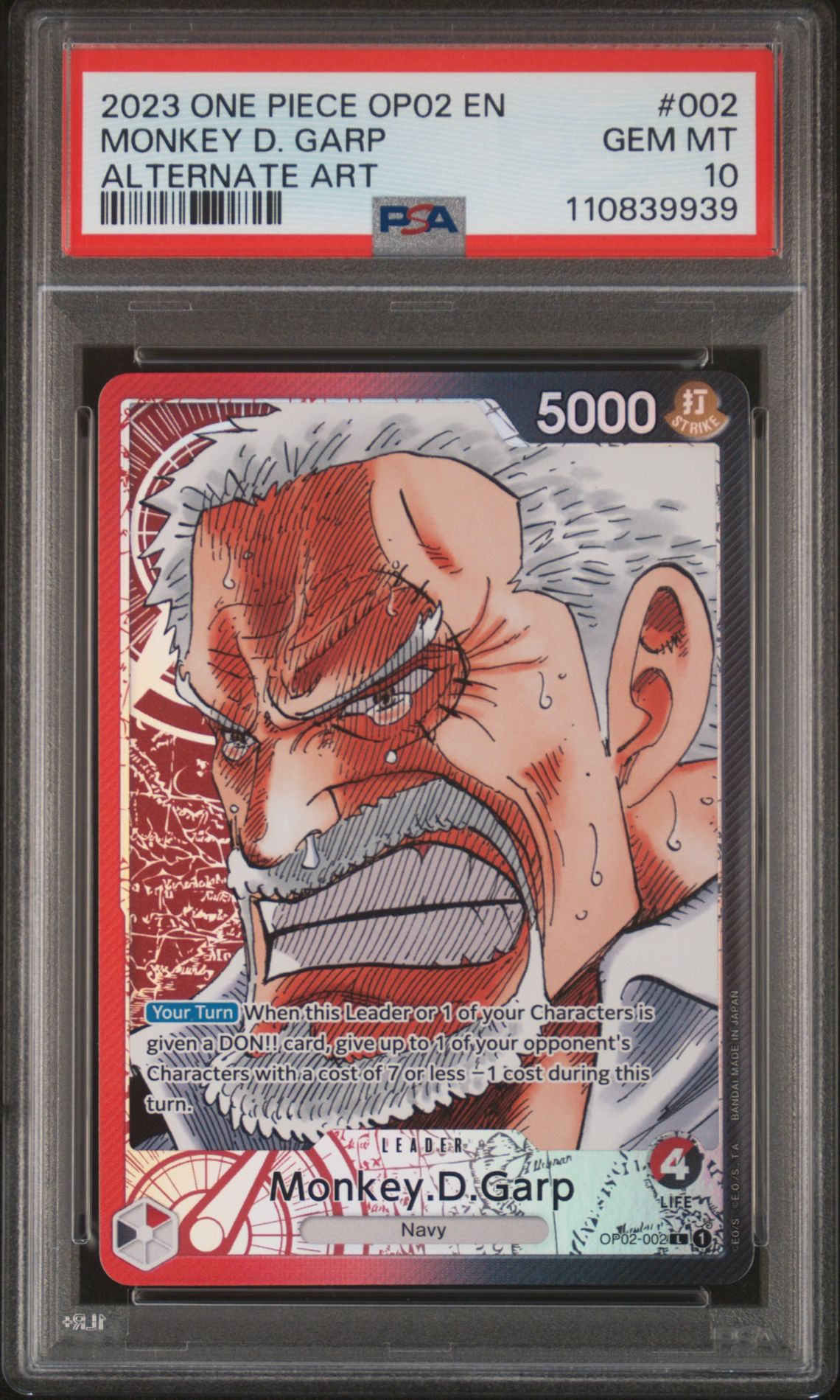 2023 One Piece ONE PIECE OP02-PARAMOUNT WAR ALTERNATE ART #002 Monkey D. Garp front