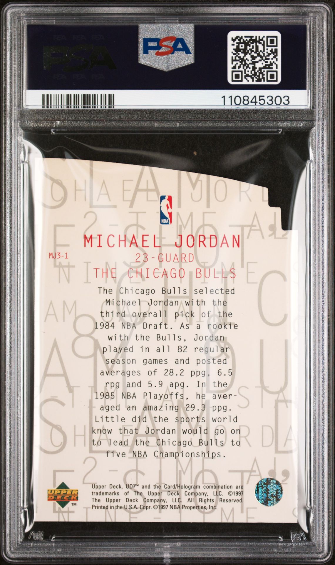 1997 Ud3 Mj3 Michael Jordan #Mj3-1 Nm-Mt 8 back