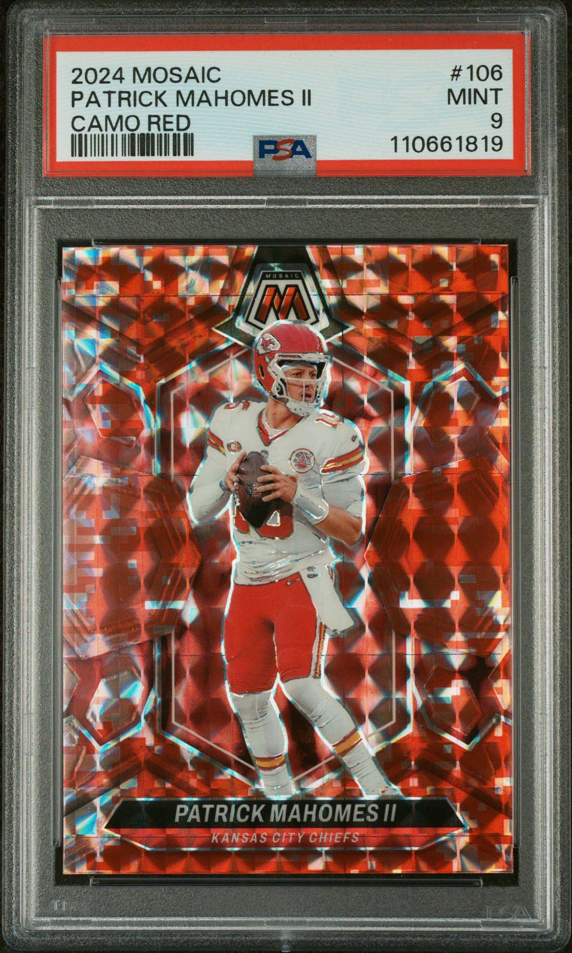 2024 Panini Mosaic Patrick Mahomes Ii #106 (Camo Red) Mint 9 front