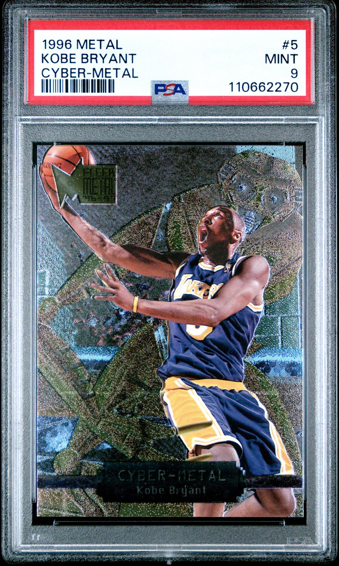 1996 Metal Cyber-Metal Kobe Bryant #5 (Cyber-Metal) Mint 9 front