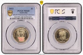 2023 $1 AFLW Premiership Colorized MS68