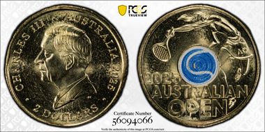 2025 $2 Women’s Australian Open Blue Colorized MS68