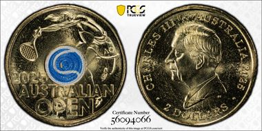 2025 $2 Women’s Australian Open Blue Colorized MS68