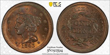 1843 1C N-5 MS64+ RB