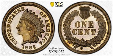 1864 1C Copper Nickel PR66CAM