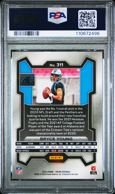 2023 Panini Prizm Bryce Young #311 Mint 9 back