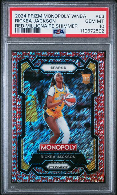 2024 Panini Prizm Monopoly Wnba Rickea Jackson #63 (Red Millionaire Shimmer) Gem Mt 10 front
