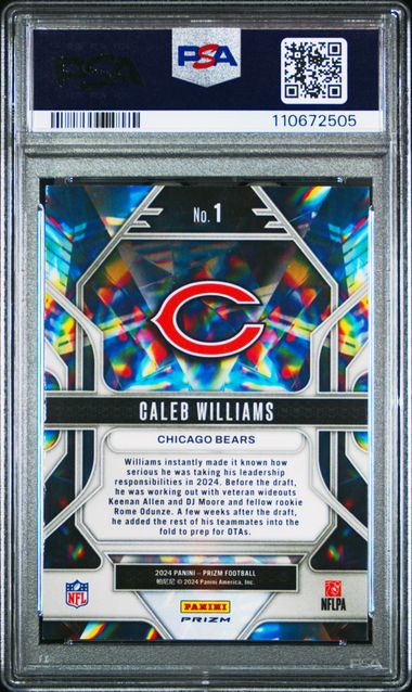 2024 Panini Prizm Prizmatic Caleb Williams #1 (Prizmatic-Green Prizm) Gem Mt 10 back