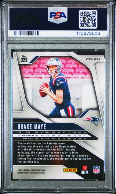 2024 Panini Prizm Drake Maye #329 (Disco Prizm) Mint 9 back