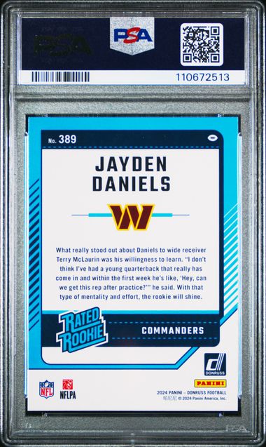 2024 Panini Donruss Jayden Daniels #389 Gem Mt 10 back