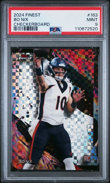 2024 Topps Finest Bo Nix #163 (Checkerboard) Mint 9 front
