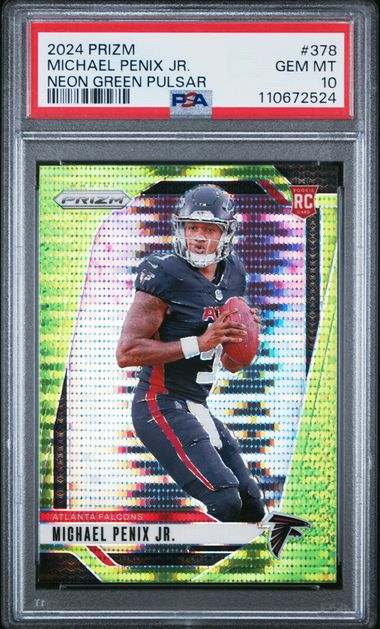 2024 Panini Prizm Michael Penix Jr. #378 (Neon Green Pulsar) Gem Mt 10 front