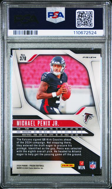 2024 Panini Prizm Michael Penix Jr. #378 (Neon Green Pulsar) Gem Mt 10 back