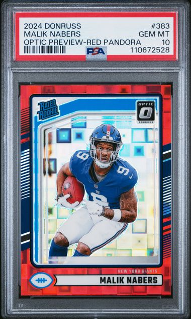 2024 Panini Donruss Malik Nabers #383 (Optic Preview-Red Pandora) Gem Mt 10 front