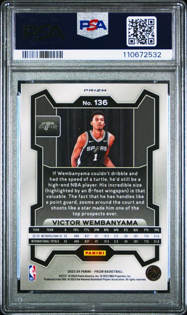 2023 Panini Prizm Victor Wembanyama #136 (Orange Ice) Mint 9 back