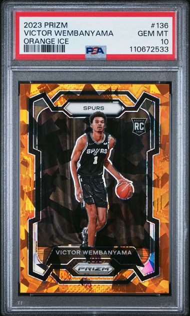 2023 Panini Prizm Victor Wembanyama #136 (Orange Ice) Gem Mt 10 front