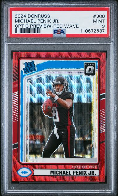 2024 Panini Donruss Michael Penix Jr. #308 (Optic Preview-Red Wave) Mint 9 front