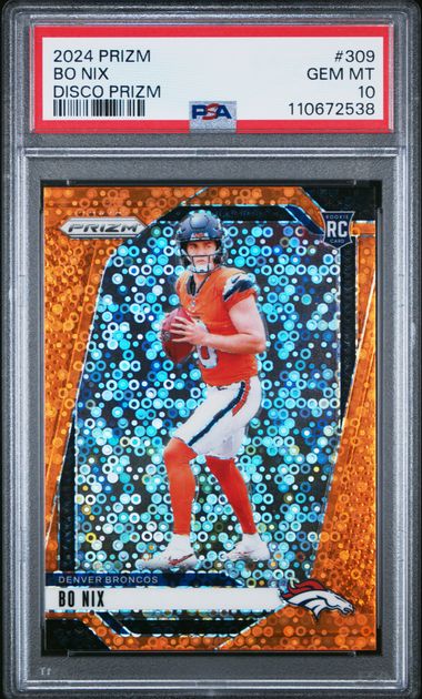 2024 Panini Prizm Bo Nix #309 (Disco Prizm) Gem Mt 10 front