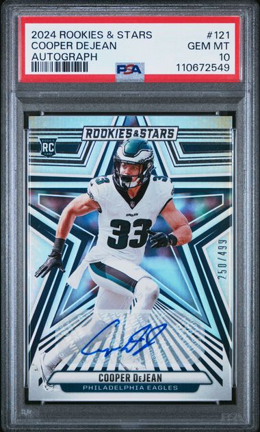 2024 Panini Rookies & Stars Cooper Dejean #121 (Autograph) Gem Mt 10 front