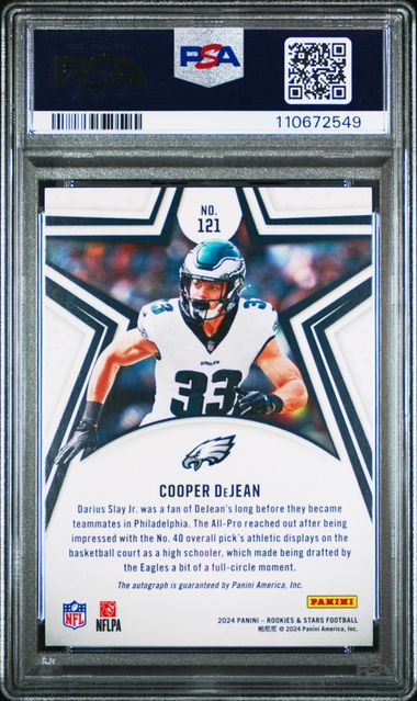 2024 Panini Rookies & Stars Cooper Dejean #121 (Autograph) Gem Mt 10 back