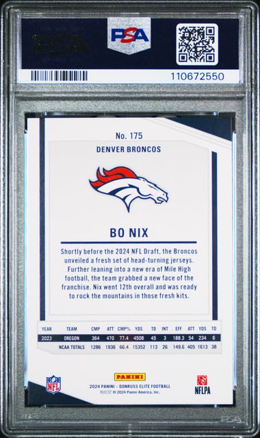 2024 Panini Donruss Elite Bo Nix #175 (Razzle Dazzle) Mint 9 back