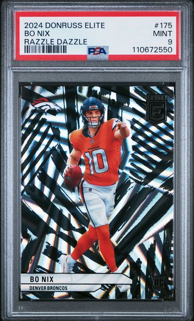 2024 Panini Donruss Elite Bo Nix #175 (Razzle Dazzle) Mint 9 front