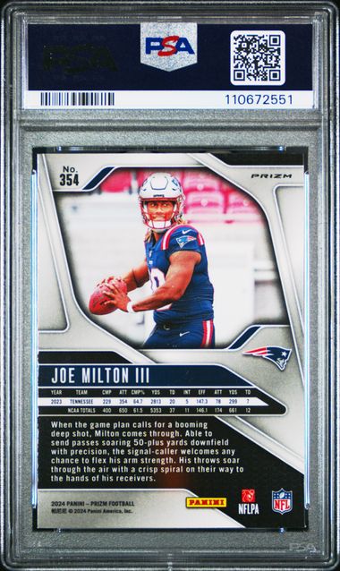 2024 Panini Prizm Joe Milton Iii #354 (Neon Green Pulsar) Gem Mt 10 back