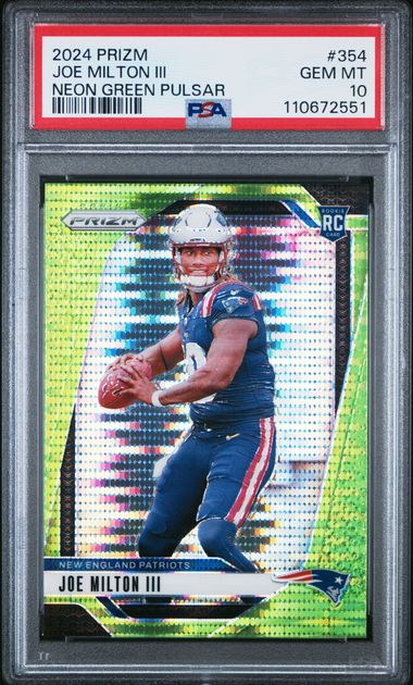 2024 Panini Prizm Joe Milton Iii #354 (Neon Green Pulsar) Gem Mt 10 front