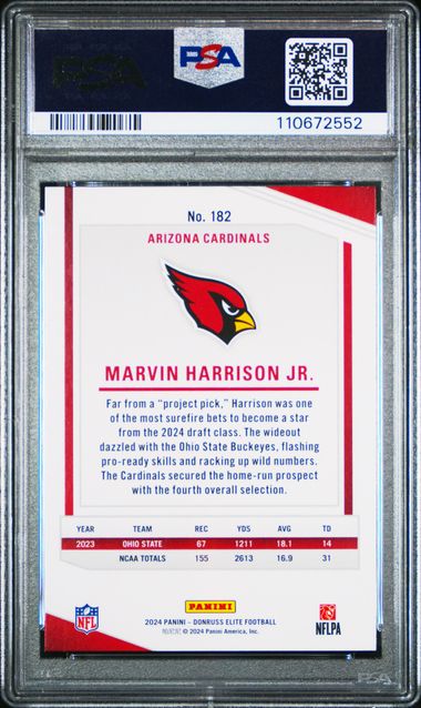 2024 Panini Donruss Elite Marvin Harrison Jr. #182 (Razzle Dazzle) Mint 9 back