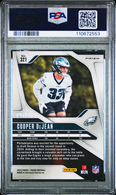 2024 Panini Prizm Cooper Dejean #321 (Orange Prizm) Mint 9 back