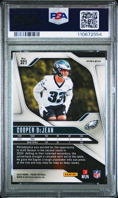 2024 Panini Prizm Cooper Dejean #321 (Silver Prizm) Mint 9 back