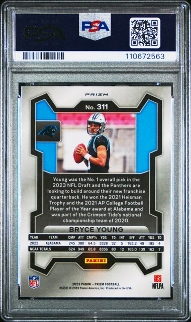 2023 Panini Prizm Bryce Young #311 (Silver Prizm) Gem Mt 10 back